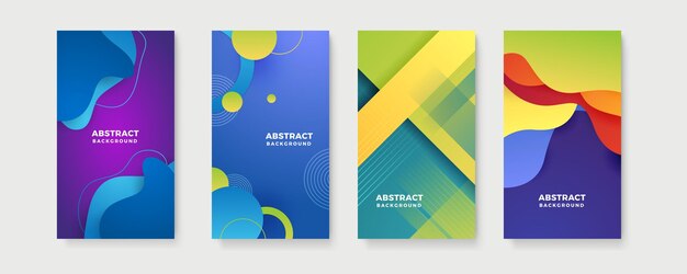 Fondo colorido para la historia plantilla de redes sociales conjunto vectorial de fondos creativos abstractos en estilo minimalista de moda con espacio de copia para plantillas de diseño de texto para historias de redes sociales