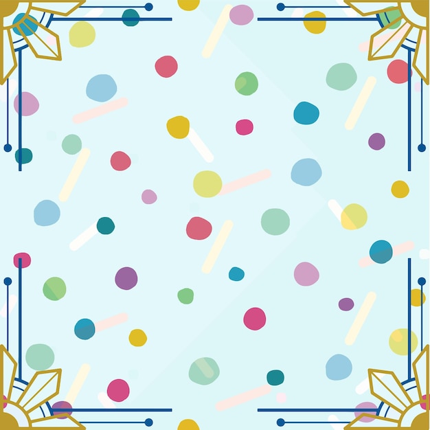 Un fondo colorido con un marco de círculos y cuadrados