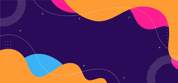 Un fondo colorido con una ola púrpura y remolinos naranja y azul