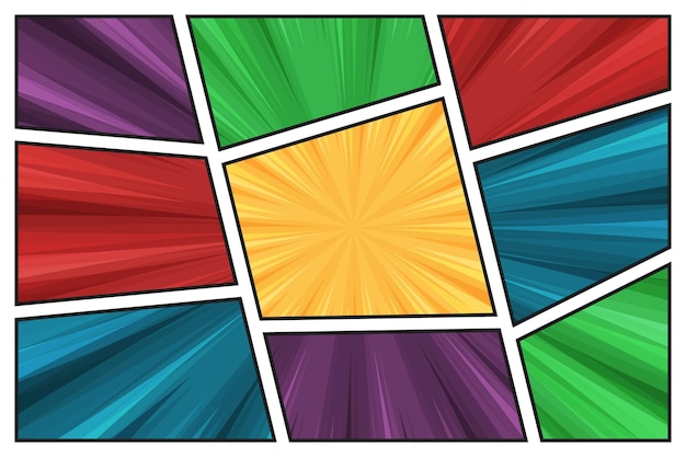 Vector fondo colorido de la página del cómic colorido brillante
