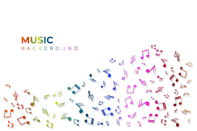 un fondo colorido con la palabra música en él