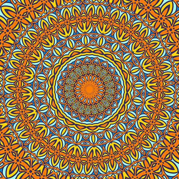 Un fondo colorido con un patrón circular de colores naranja y azul.