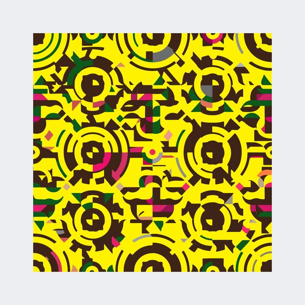 un fondo colorido con un patrón de círculos y un fondo amarillo