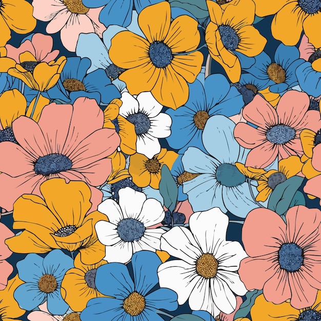 un fondo colorido con un patrón floral papel de pared flor