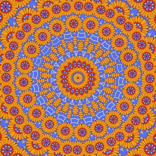 Un fondo colorido con un patrón de flores y hojas.