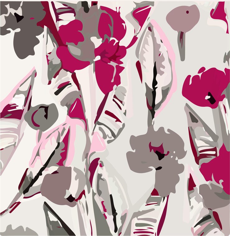 un fondo colorido con un patrón de flores y hojas