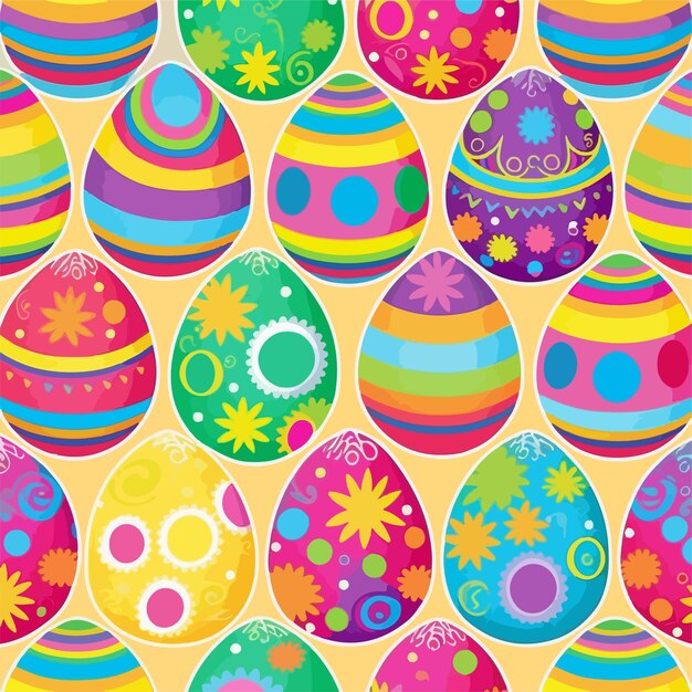 Un fondo colorido con un patrón de huevos de Pascua