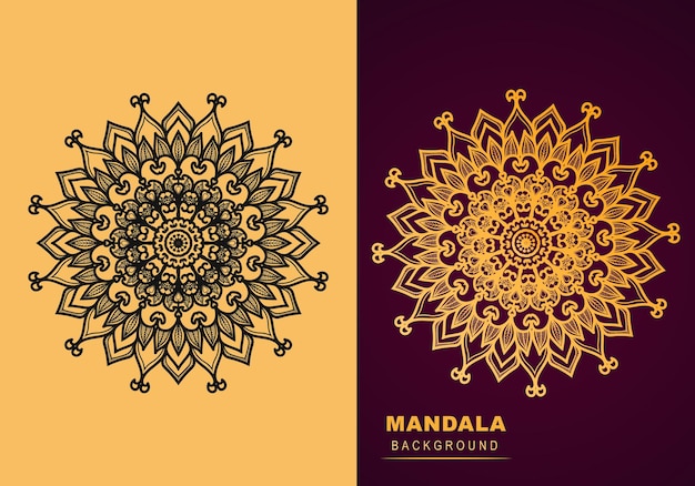 Fondo colorido de plantilla de diseño de lujo de vector de mandala