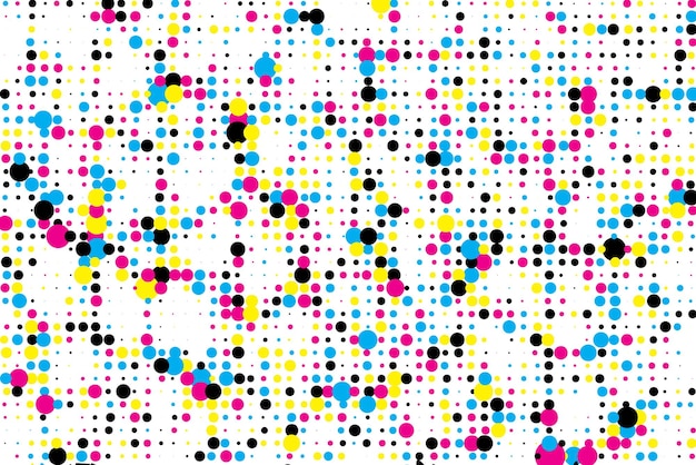 un fondo colorido con puntos y puntos de diferentes colores un patrón cmyk de puntos