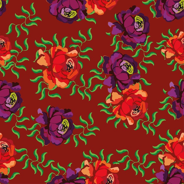 un fondo colorido con un ramo de rosas púrpuras