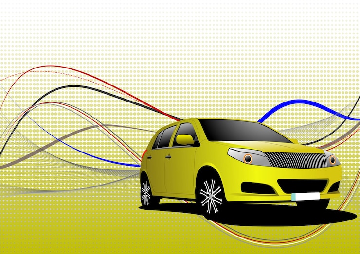 Vector fondo comercial amarillo con imagen de automóvil