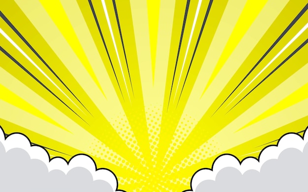 Fondo de cómic de arte pop con nubes Ilustración vectorial de dibujos animados