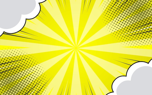Fondo de cómic de arte pop con nubes Ilustración vectorial de dibujos animados