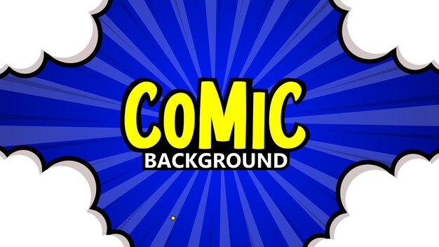 Fondo de cómic de arte pop con nubes Ilustración vectorial de dibujos animados