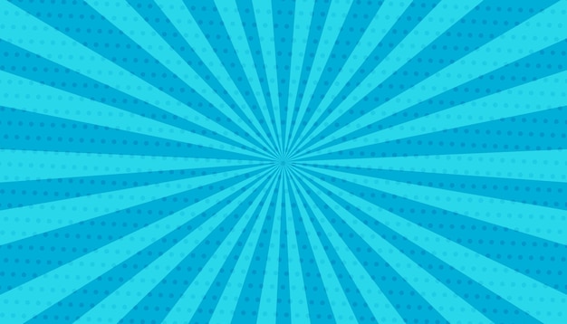 Fondo de cómic azul con estallido de sol y puntos fondo de estilo cómic de alta calidad