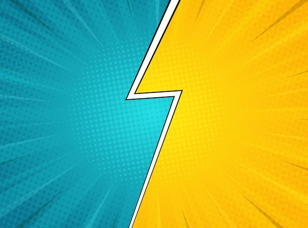 Fondo de cómic con colores azul y amarillo