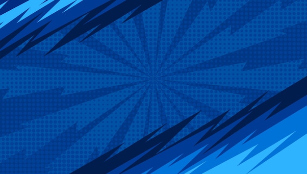 Fondo de cómic retro de rayas azules abstractas Ilustración vectorial de banner