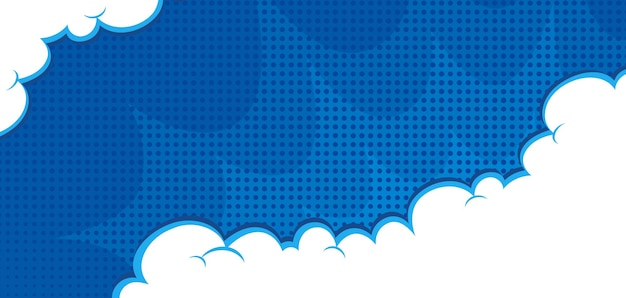 Fondo cómico abstracto azul con nube