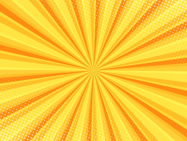 Fondo cómico amarillo con efecto de estilo pop art de semitono