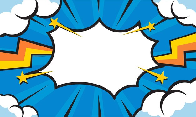 Fondo cómico de arte pop con fondo de estilo cómico plano de ilustración de nube