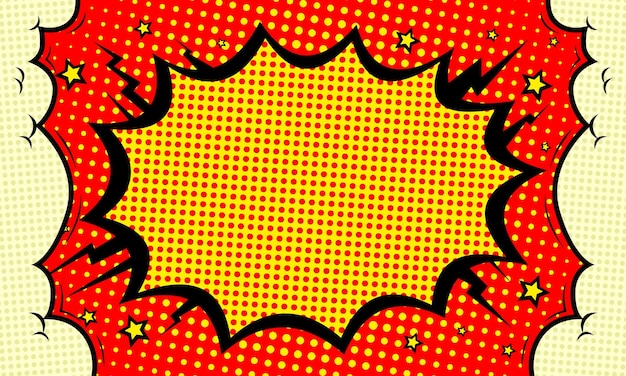 Fondo cómico de arte pop con nubes Vector de ilustración de dibujos animados