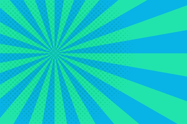 Fondo cómico de arte pop retro con efectos de explosión solar y medio tono