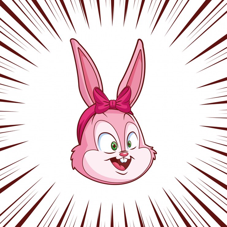 Vector fondo cómico del efecto del panel del retrato lindo del conejito de pascua