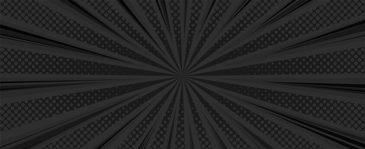Vector fondo cómico de medios tonos plantilla de papel tapiz negro con diseño de superhéroe ilustración vectorial