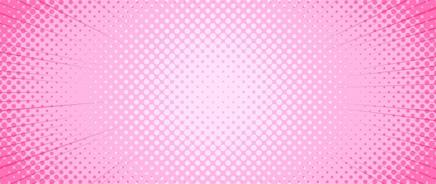 Fondo cómico de puntos radiales rosados Líneas de velocidad papel tapiz con textura de medio tono de arte pop Anime