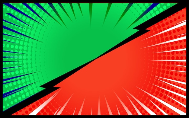 Fondo cómico verde y rojo Ilustración vectorial retro