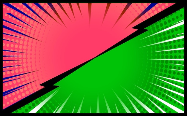 Fondo cómico verde y rosa Ilustración vectorial retro