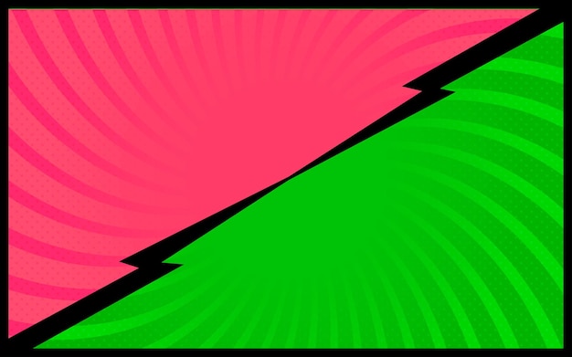 Fondo cómico verde y rosa Ilustración vectorial retro