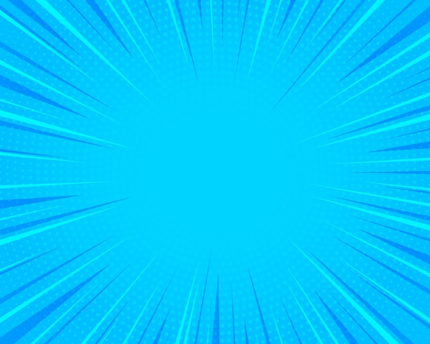 Vector fondo de cómics estilo retro del arte pop fondo de rayos azules brillantes