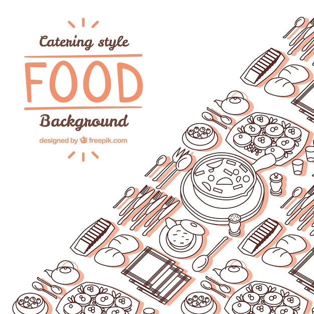 Fondo de comida deliciosa con estilo de dibujo a mano
