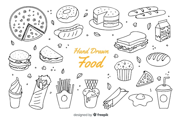 Fondo de comida dibujado a mano