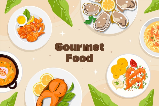 El fondo de la comida gourmet plana