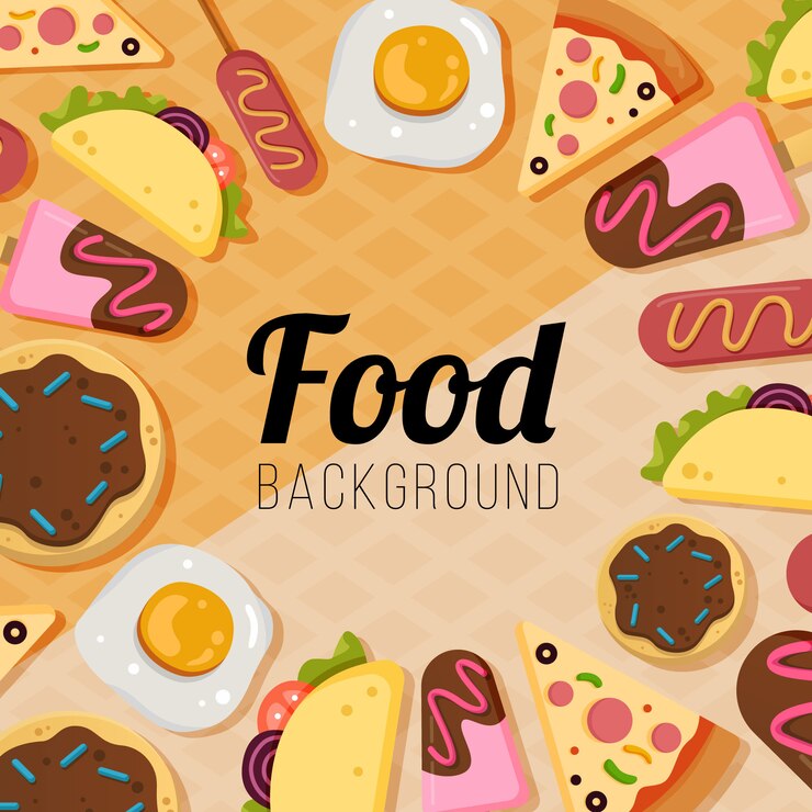 Vector fondo de comida plana