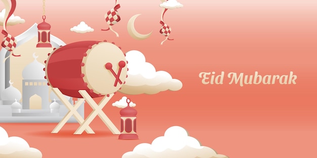 Fondo completo de adornos islámicos de Eid Al Fitr Mubarak