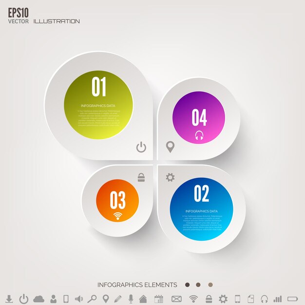 Fondo de computación en la nube con iconos web elementos infográficos de aplicaciones móviles de redes sociales