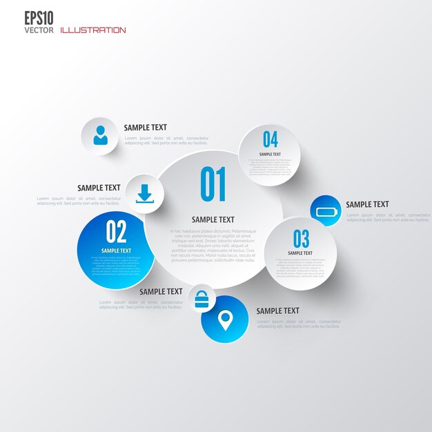 Fondo de computación en la nube con iconos web elementos infográficos de aplicaciones móviles de redes sociales