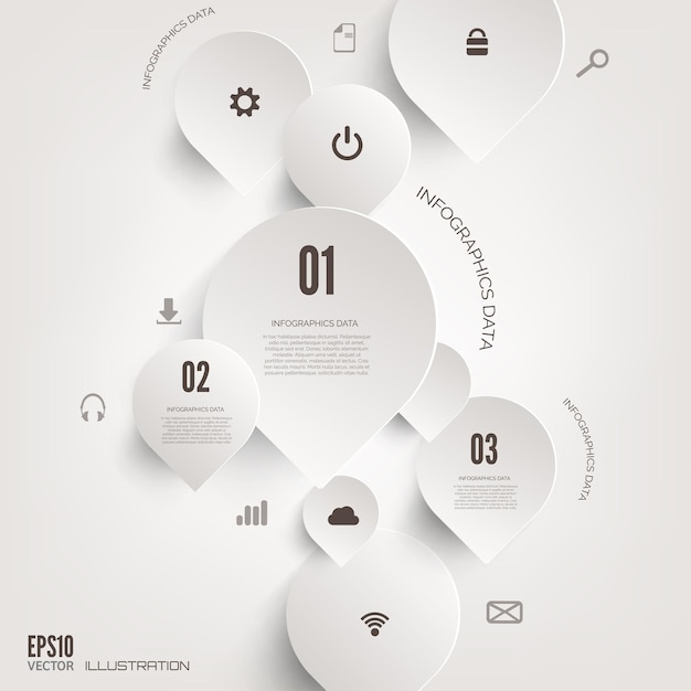 Fondo de computación en la nube con iconos web elementos infográficos de aplicaciones móviles de redes sociales