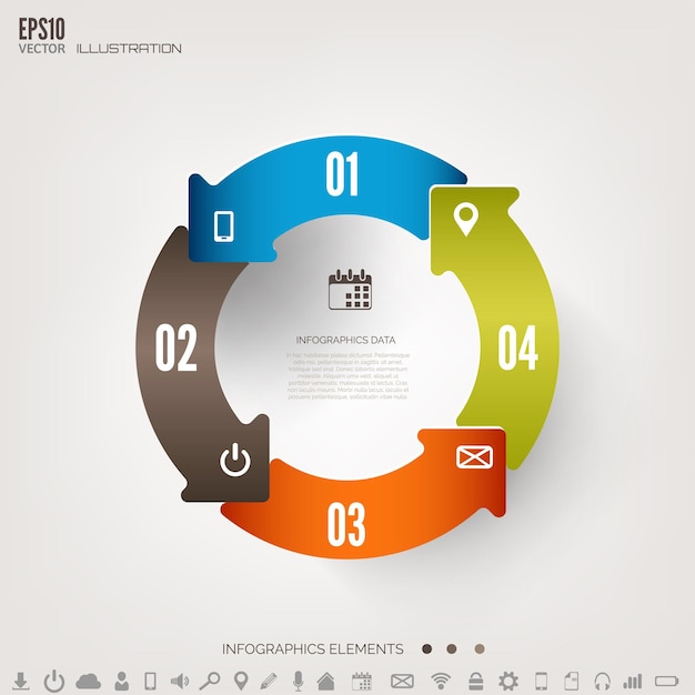 Fondo de computación en la nube con iconos web elementos infográficos de aplicaciones móviles de redes sociales