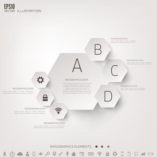 Fondo de computación en la nube con iconos web elementos infográficos de aplicaciones móviles de redes sociales