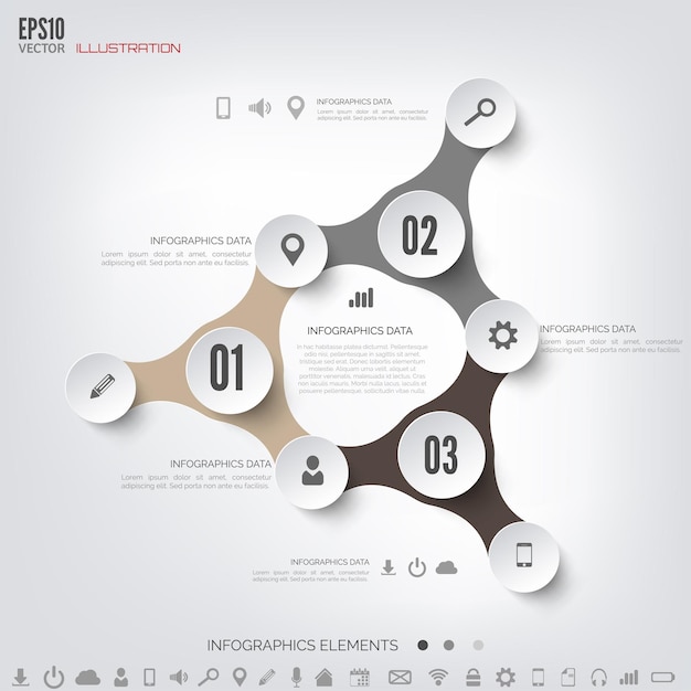 Fondo de computación en la nube con iconos web elementos infográficos de aplicaciones móviles de redes sociales
