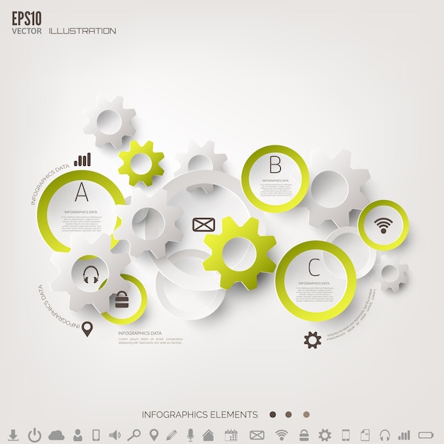 Fondo de computación en la nube con iconos web redes sociales elementos infográficos de aplicaciones móviles