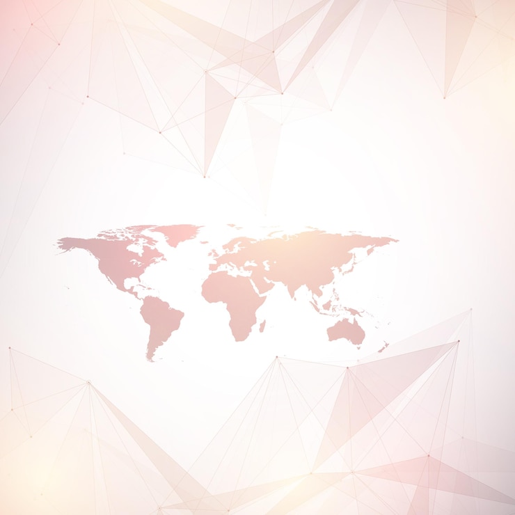Vector fondo de comunicación gráfica geométrica complejo de big data con composición de partículas de mapa mundial político