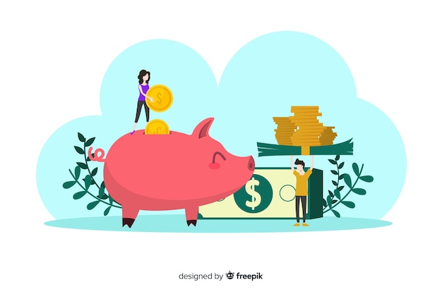 Fondo de concepto de ahorro de dinero plano