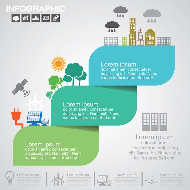 Fondo de concepto de conexión de ecología abstracta Ilustración infográfica vectorial