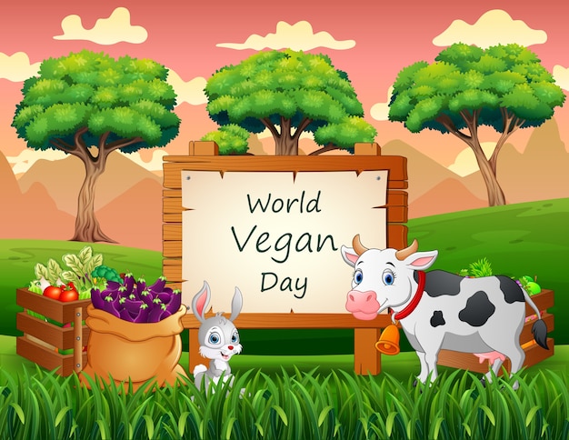 Vector fondo de concepto de feliz día mundial del vegano