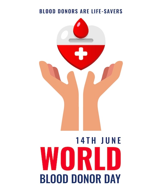 Vector fondo del concepto de ilustración de caridad de donación del día mundial del donante de sangre del 14 de junio